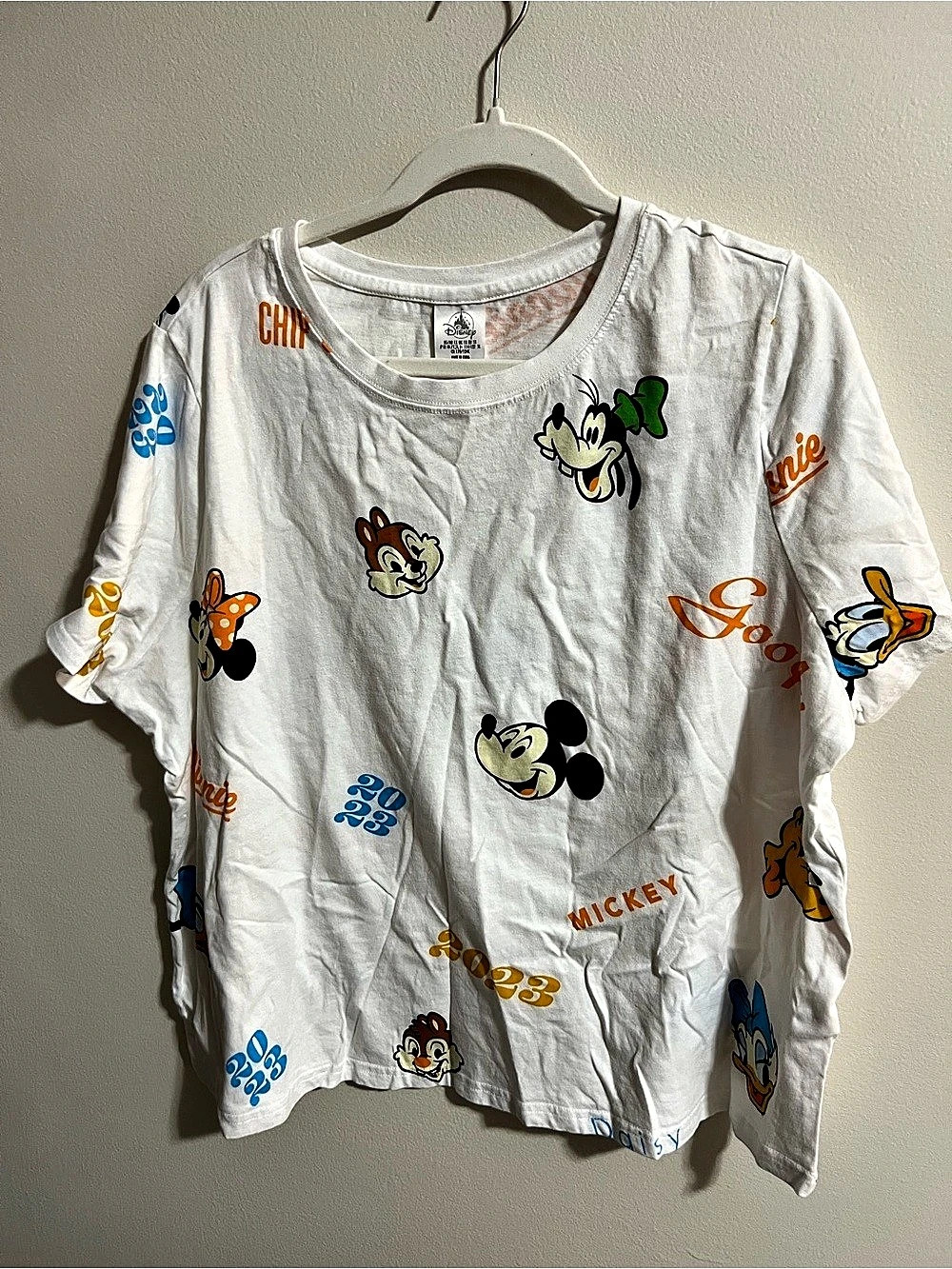 Disney Parks 2023 Character All-Over Print T-Shirt Mickey & Friends Graphic Tee